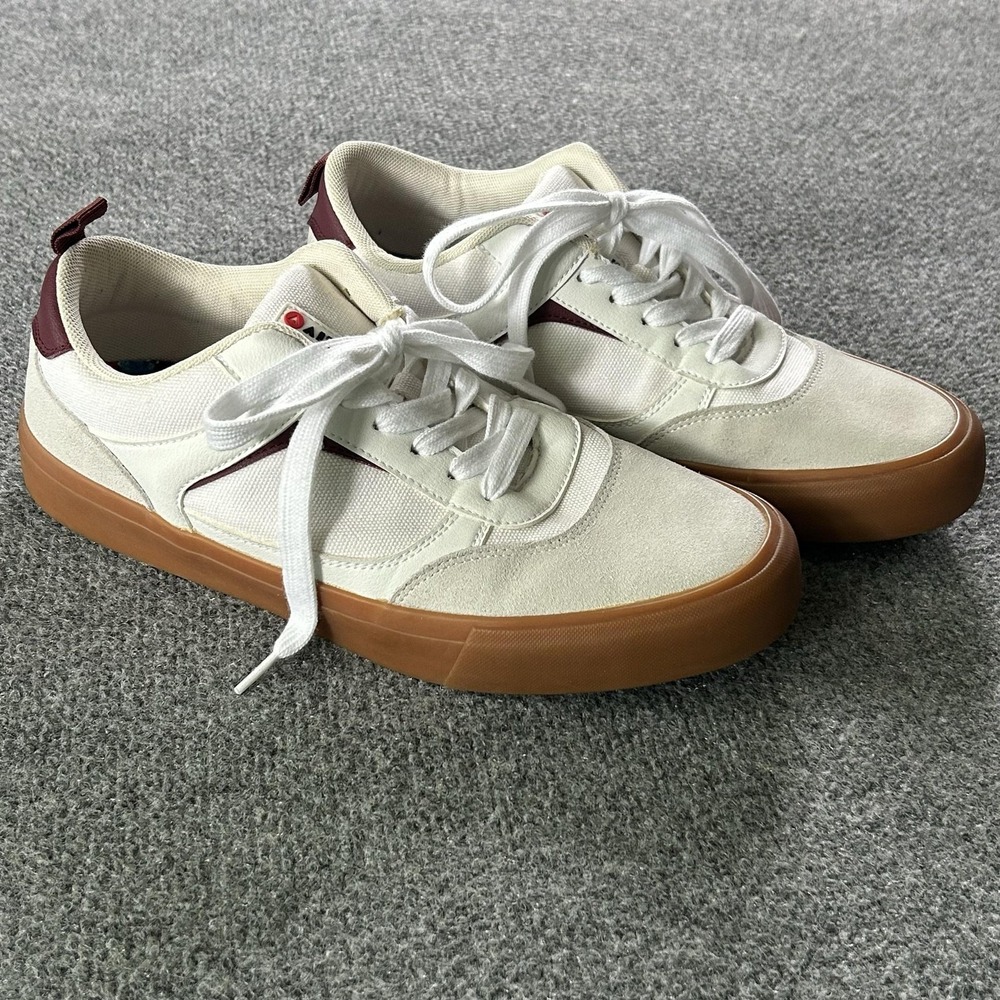 Airwalk Huntington Men 9.5 White‎ Canvas Suede Gum Sole Skate Sneakers